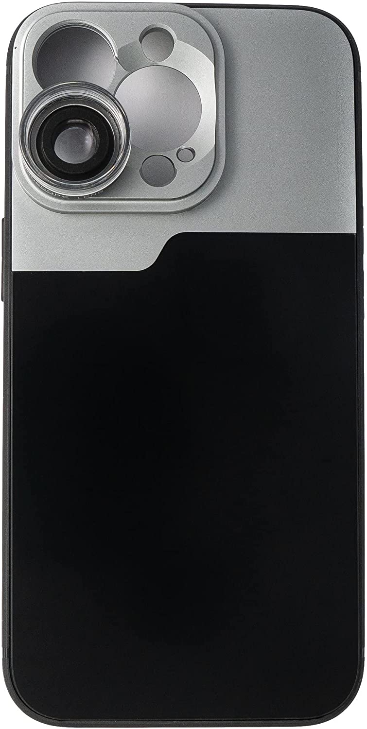 SYSTEM-S Makro Linse 30x Mikroskop Filter mit Hülle in Schwarz für iPhone 14 Pro