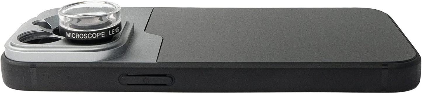 SYSTEM-S Makro Linse 30x Mikroskop Filter mit Hülle in Schwarz für iPhone 14 Pro