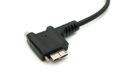 SYSTEM-S USB 3.0 Kabel 30 cm Micro B Stecker zu Typ A Stecker Schraube Winkel in Schwarz