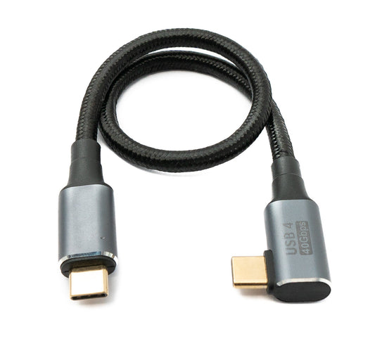 SYSTEM-S USB4 USB cable 30 cm Type C male to male 40 Gbit/s USB 4.0 braided angle