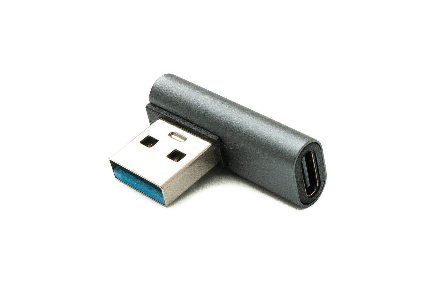 SYSTEM-S USB 3.1 Gen 2 Adapter Typ C Buchse zu 3.0 Typ A Stecker Winkel Kabel in Grau