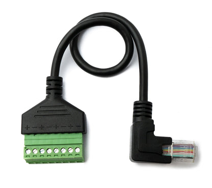 SYSTEM-S LAN Kabel 30 cm RJ45 Stecker zu 8 pin Terminalblock Winkel in Schwarz