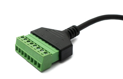 SYSTEM-S LAN Kabel 30 cm RJ45 Stecker zu 8 pin Terminalblock Winkel in Schwarz