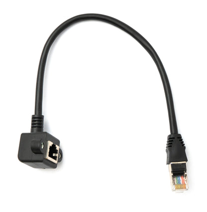 SYSTEM-S LAN Kabel 30 cm 8P8C Buchse zu RJ45 Stecker Winkel Schraube in Schwarz