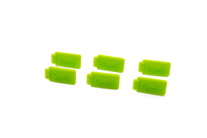 SYSTEM-S 6x USB Type A Anti Dust Protection Cover made of silicone in green