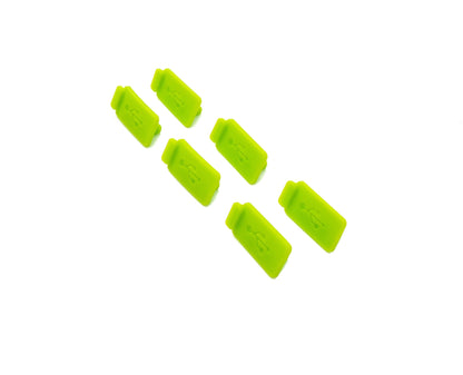 SYSTEM-S 6x USB Type A Anti Dust Protection Cover made of silicone in green