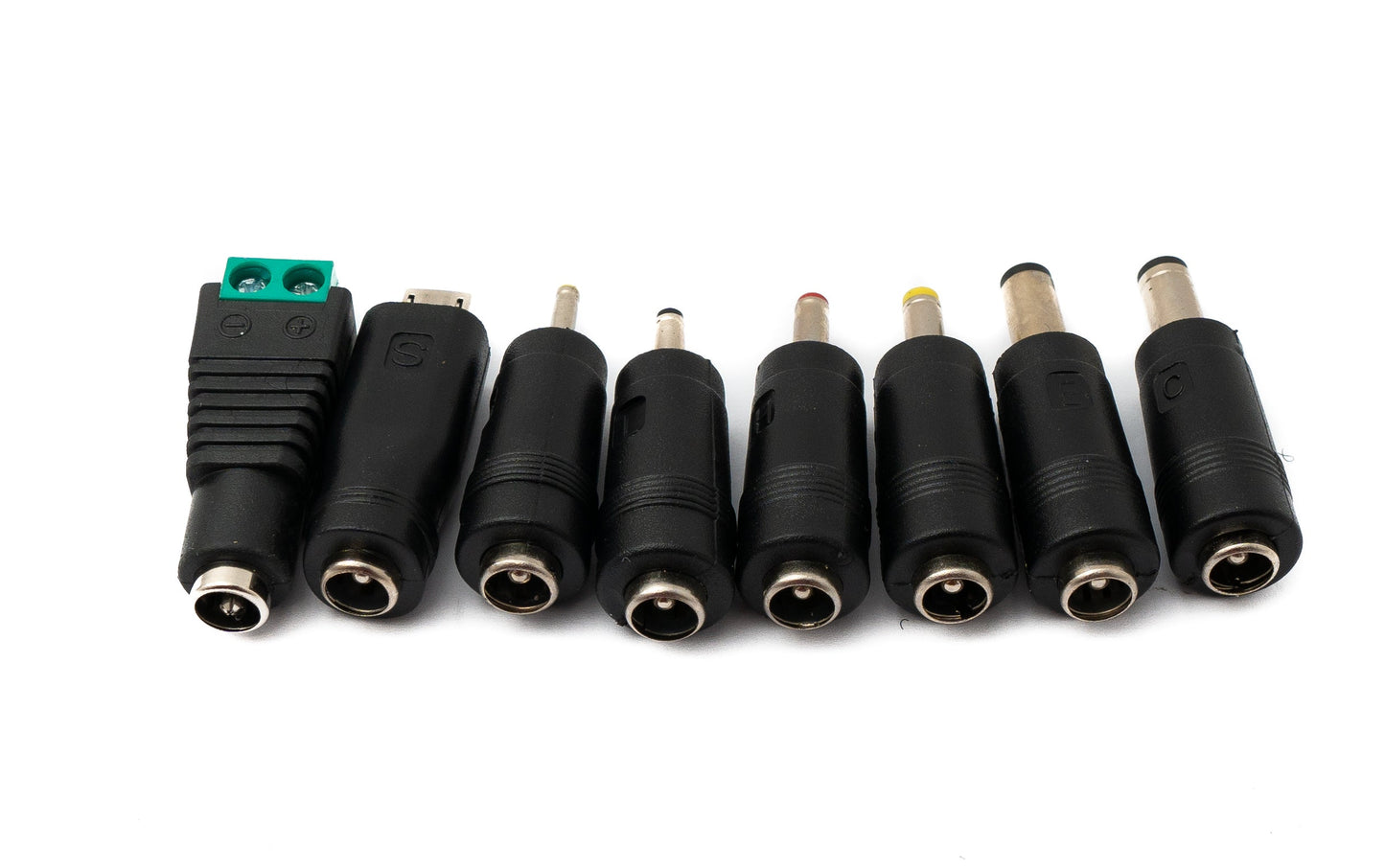 SYSTEM-S DC Adapter 8er Set DC 20V 5,5 x 2,1 mm zu weiteren DC LED Buchse Kabel Schwarz