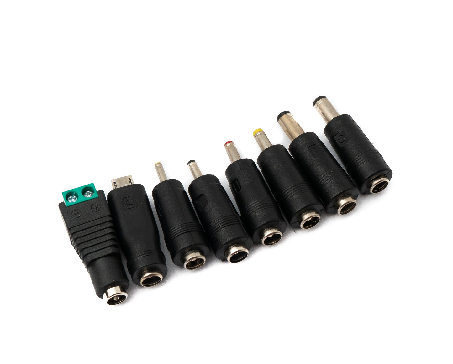 SYSTEM-S DC Adapter 8er Set DC 20V 5,5 x 2,1 mm zu weiteren DC LED Buchse Kabel Schwarz