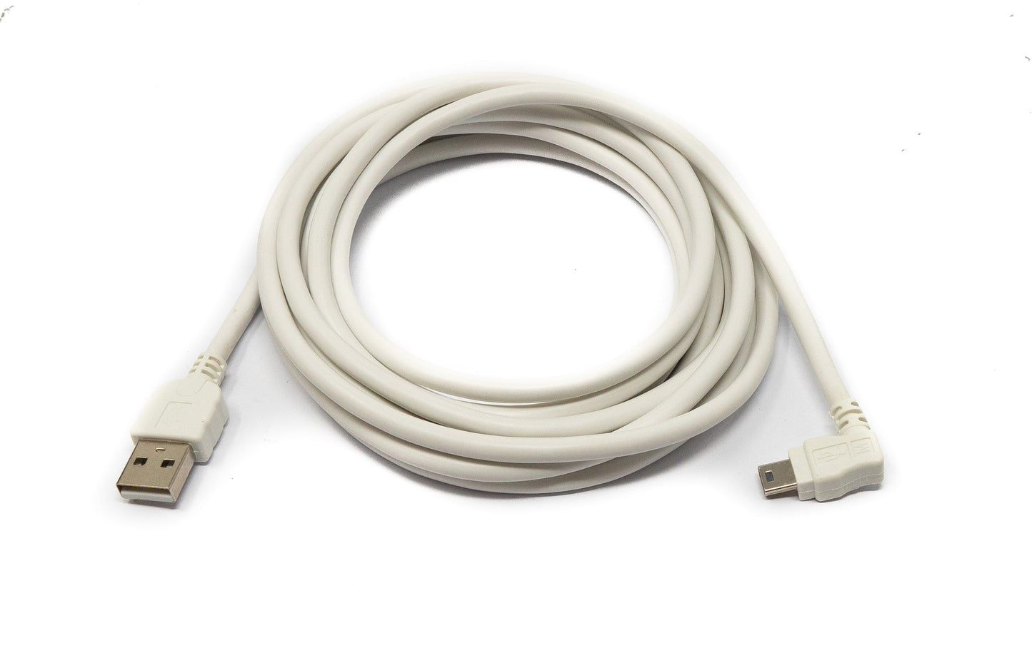 SYSTEM-S USB 2.0 Kabel 3 m Typ A Stecker zu Mini B Stecker Winkel in Weiß