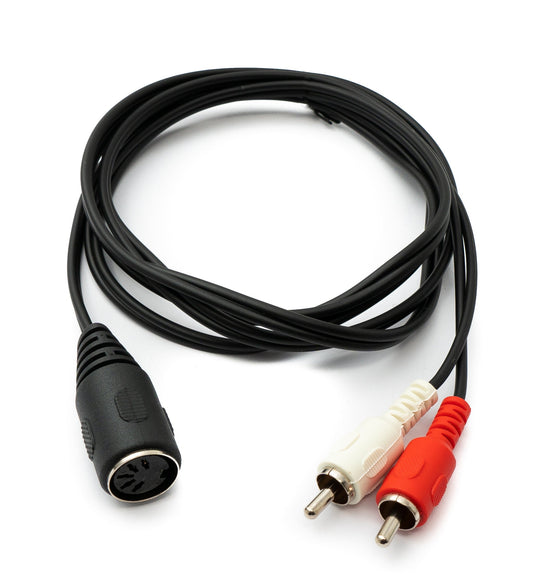 SYSTEM-S Cinch 2 RCA Kabel 150 cm Buchse zu DIN 5 polig Stecker Stereo in Schwarz