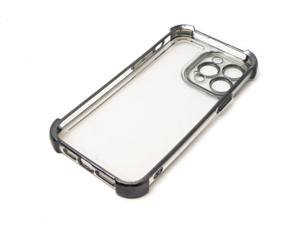 SYSTEM-S Schutzhülle stoßfest TPU Glanz Schwarz Transparent Hülle für iPhone 14 Pro Max