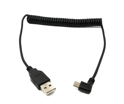 SYSTEM-S USB 2.0 cable 120 cm Type A male to Mini B male spiral angle in black