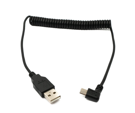 SYSTEM-S USB 2.0 cable 120 cm Type A male to Mini B male spiral angle in black