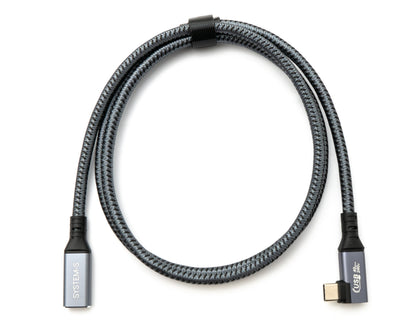 SYSTEM-S USB4 USB 100 cm cable Type C male to female angled braided 40 Gbit/s 240 W USB 4.0 cable