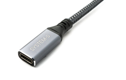 SYSTEM-S USB4 USB 100 cm cable Type C male to female angled braided 40 Gbit/s 240 W USB 4.0 cable