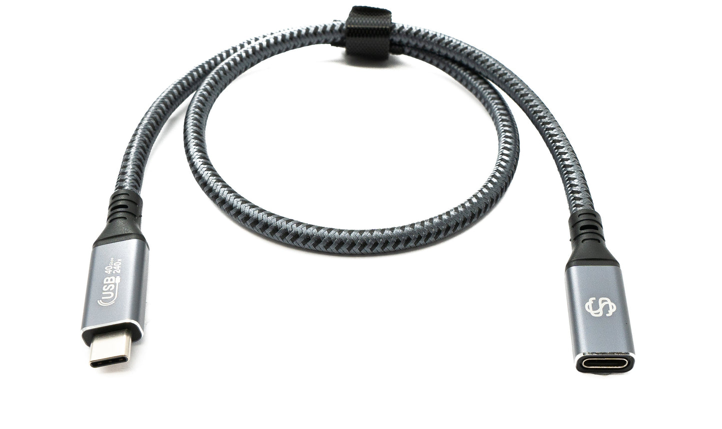 SYSTEM-S USB4 USB 50 cm Kabel Typ C Stecker zu Buchse geflochten 40 Gbit/s 240 W USB 4.0 Kabel