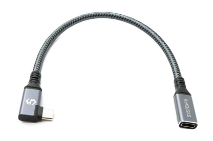 SYSTEM-S USB4 USB 20 cm cable Type C male to female angled braided 40 Gbit/s 240 W USB 4.0 cable