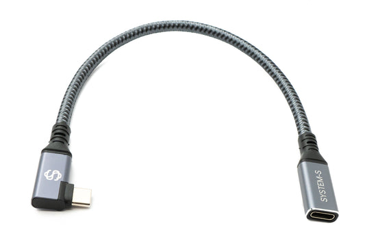 SYSTEM-S USB4 USB 20 cm cable Type C male to female angled braided 40 Gbit/s 240 W USB 4.0 cable