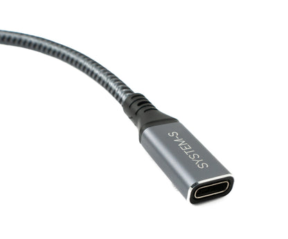 SYSTEM-S USB4 USB 20 cm cable Type C male to female angled braided 40 Gbit/s 240 W USB 4.0 cable