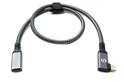 SYSTEM-S USB4 USB 40 cm Kabel Typ C Stecker zu Buchse Winkel geflochten 40 Gbit/s 240 W USB 4.0 Kabel