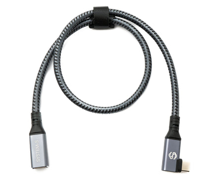 SYSTEM-S USB4 USB 40 cm Kabel Typ C Stecker zu Buchse Winkel geflochten 40 Gbit/s 240 W USB 4.0 Kabel
