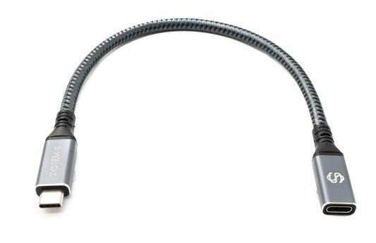 SYSTEM-S USB4 USB 30 cm Kabel Typ C Stecker zu Buchse geflochten 40 Gbit/s 240 W USB 4.0 Kabel