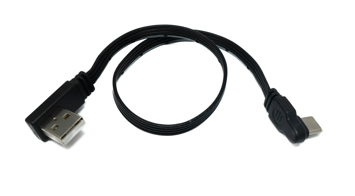 SYSTEM-S USB 3.1 Kabel 30 cm Typ C Stecker zu 2.0 Typ A Stecker Flachkabel Winkel
