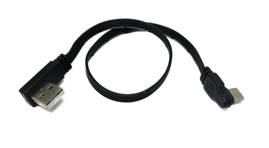 SYSTEM-S USB 3.1 Kabel 30 cm Typ C Stecker zu 2.0 Typ A Stecker Flachkabel Winkel