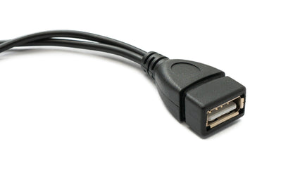 SYSTEM-S USB 2.0 Y Kabel 30 cm Micro B Stecker & Typ A Stecker zu A Buchse Winkel Schwarz
