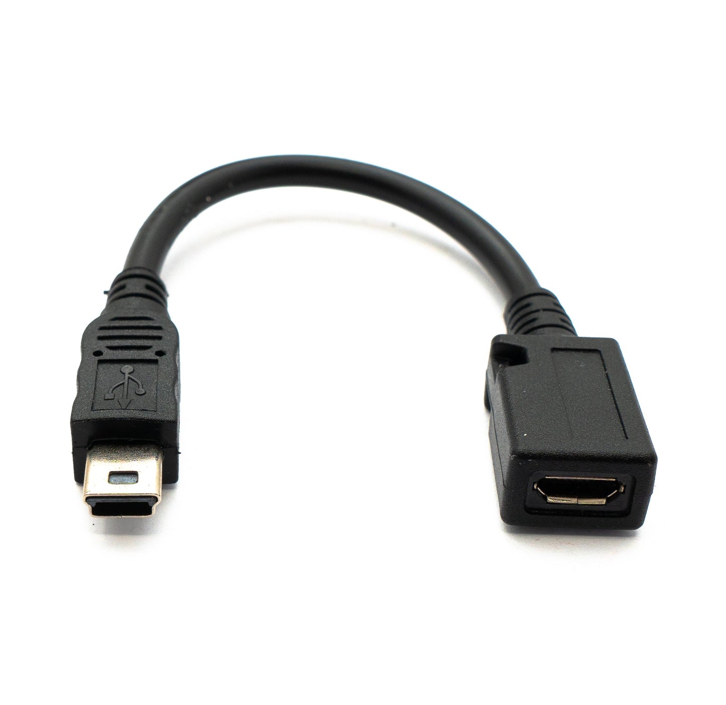 SYSTEM-S USB 2.0 Kabel 15 cm Mini B Stecker zu Micro Buchse Adapter in Schwarz