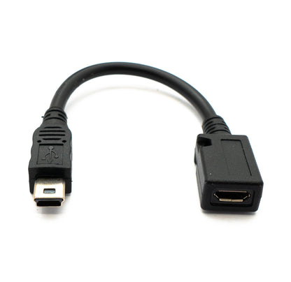 SYSTEM-S USB 2.0 Kabel 15 cm Mini B Stecker zu Micro Buchse Adapter in Schwarz