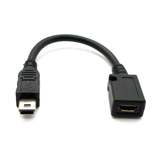 SYSTEM-S USB 2.0 Kabel 15 cm Mini B Stecker zu Micro Buchse Adapter in Schwarz