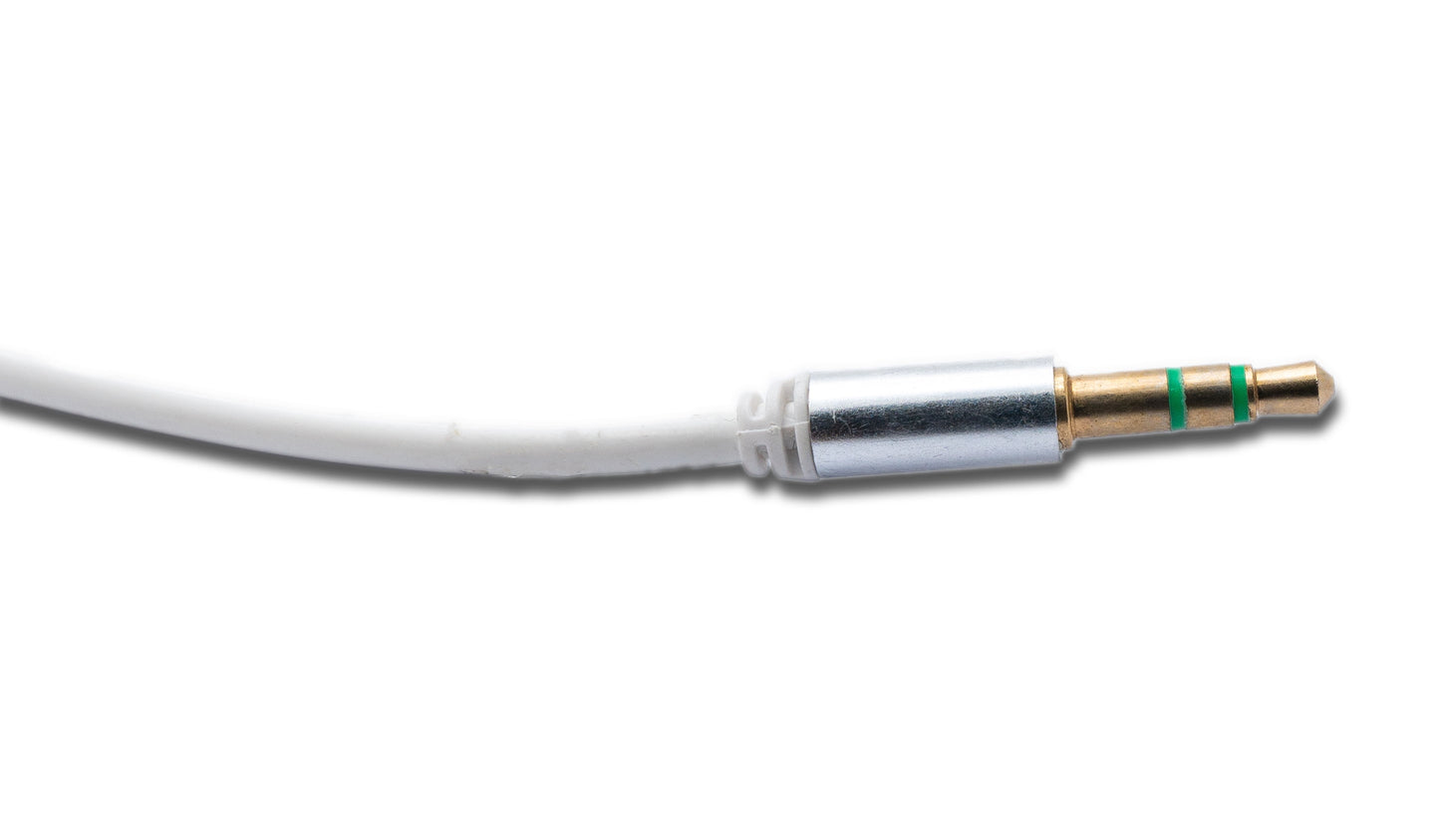 SYSTEM-S Audio Kabel 150 cm 3,5 mm Stereo Klinke Stecker zu Stecker Spirale in Weiß