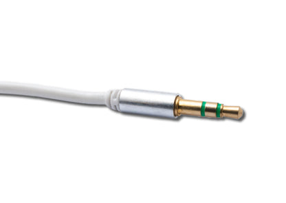 SYSTEM-S Audio Kabel 150 cm 3,5 mm Stereo Klinke Stecker zu Stecker Spirale in Weiß