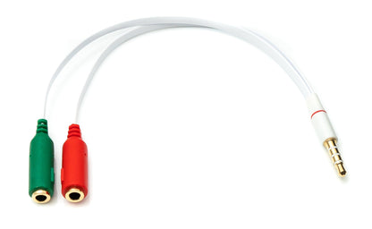 SYSTEM-S Audio Y Cable 20 cm Stereo AUX Jack 3.5 mm Male to 2x Female Flat in White