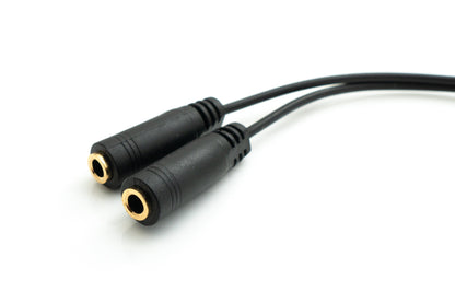 SYSTEM-S Audio Y Kabel 20 cm Stereo AUX Klinke 3,5mm Stecker zu 2x Buchse Adapter Schwarz