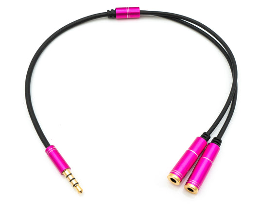 SYSTEM-S Audio Y Kabel 30 cm Stereo AUX Klinke 3,5mm Stecker zu 2x Buchse Schwarz