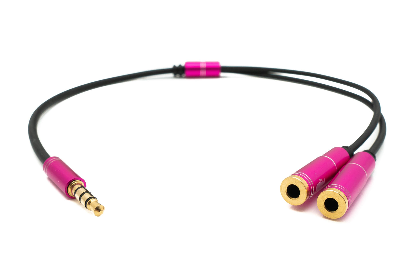 SYSTEM-S Audio Y Kabel 30 cm Stereo AUX Klinke 3,5mm Stecker zu 2x Buchse Schwarz