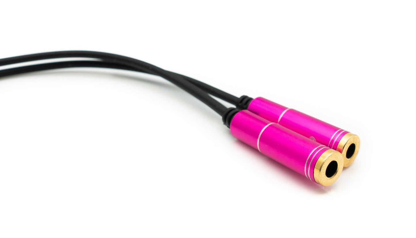 SYSTEM-S Audio Y Kabel 30 cm Stereo AUX Klinke 3,5mm Stecker zu 2x Buchse Schwarz