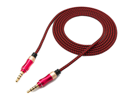 SYSTEM-S Audio Kabel 150 cm Stereo AUX Klinke 3,5mm Stecker zu Stecker geflochten in Pink