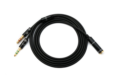 SYSTEM-S Audio Y Kabel 100cm Stereo AUX Klinke 3,5mm Buchse zu 2x Stecker Schwarz