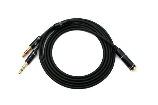 SYSTEM-S Audio Y Kabel 100cm Stereo AUX Klinke 3,5mm Buchse zu 2x Stecker Schwarz