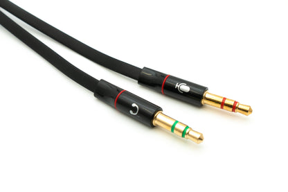 SYSTEM-S Audio Y Cable 20 cm Stereo AUX Jack 3.5 mm Female to 2x Male Flat Adapter