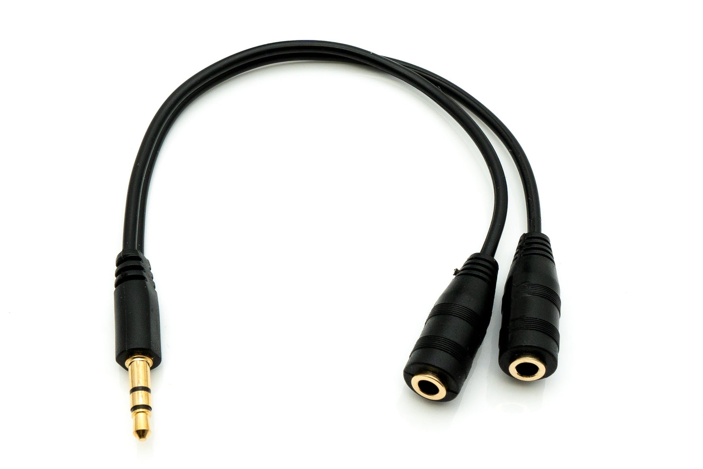 SYSTEM-S Audio Y Cable 20 cm Stereo AUX Jack 3.5mm Male to 2x Female Adapter Black