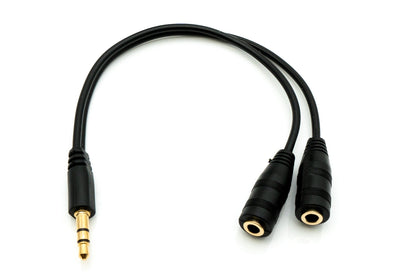 SYSTEM-S Audio Y Cable 20 cm Stereo AUX Jack 3.5mm Male to 2x Female Adapter Black