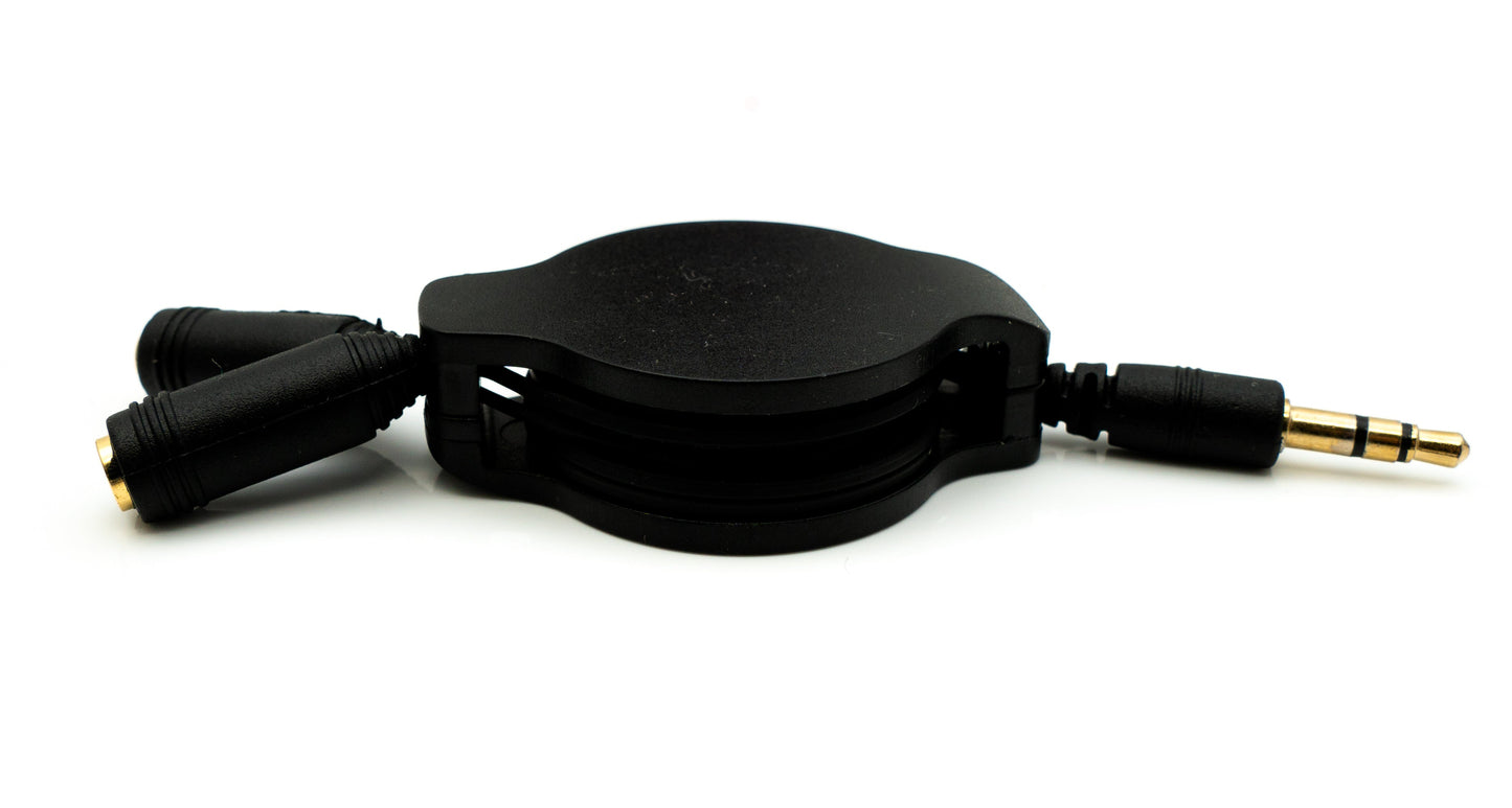 SYSTEM-S Audio Y Kabel 100 cm Stereo AUX Klinke 3,5 mm Stecker zu 2x Buchse ausfahrbar