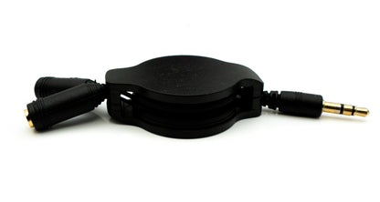 SYSTEM-S Audio Y Kabel 100 cm Stereo AUX Klinke 3,5 mm Stecker zu 2x Buchse ausfahrbar