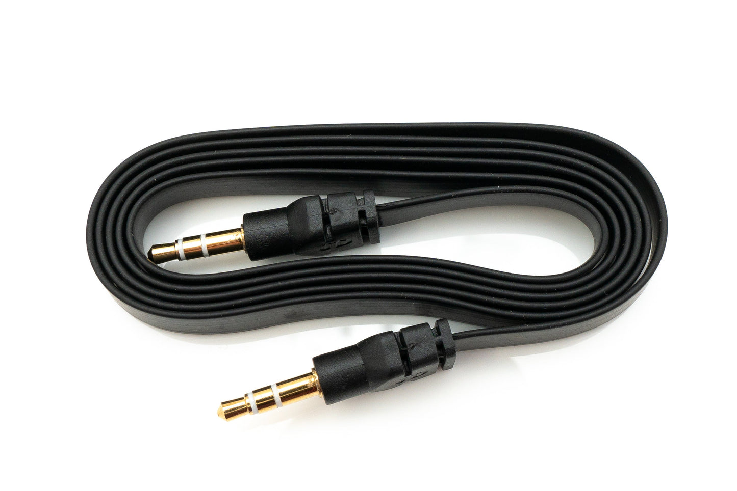 SYSTEM-S Audio Kabel 100 cm Stereo AUX Klinke 3,5 mm Stecker zu Stecker flach in Schwarz