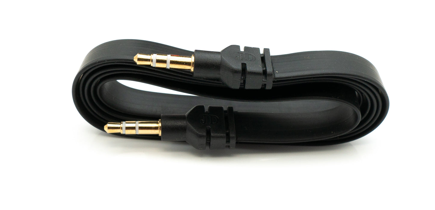 SYSTEM-S Audio Kabel 100 cm Stereo AUX Klinke 3,5 mm Stecker zu Stecker flach in Schwarz