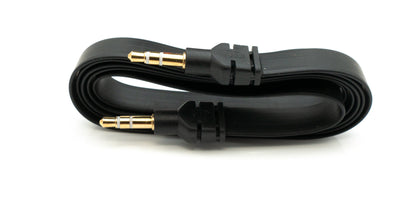 SYSTEM-S Audio Kabel 100 cm Stereo AUX Klinke 3,5 mm Stecker zu Stecker flach in Schwarz